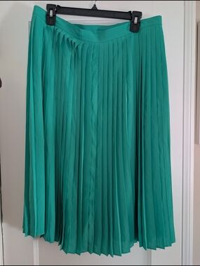 J. Crew Pleated Midi Skirt in Teal Green